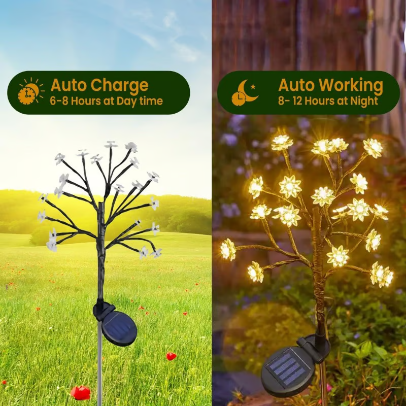 Outdoor Waterproof Cherry Blossom Multicolor Solar Garden Lights🌞💡