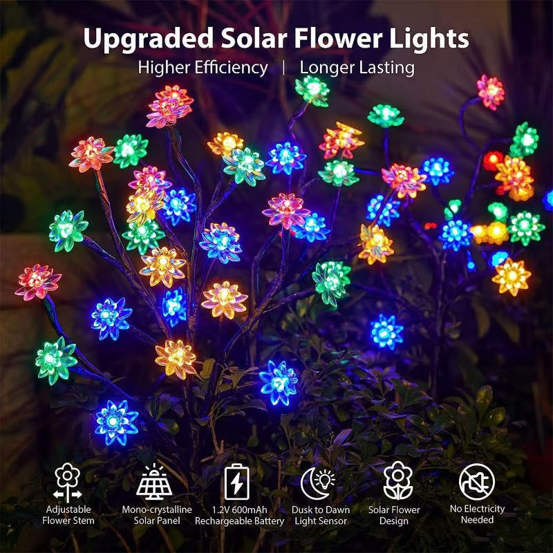 Outdoor Waterproof Cherry Blossom Multicolor Solar Garden Lights🌞💡